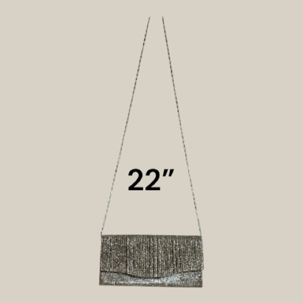 Sparkling Champagne Gold Clutch Evening Bag with Chain Strap